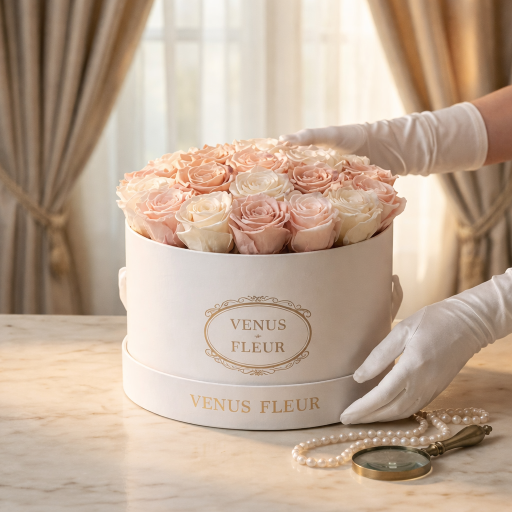 Luxury white rose box Dubai delivery - White Elegance